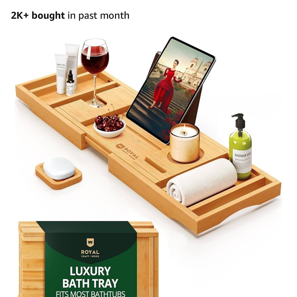NWT Luxury Bamboo Bath Tray